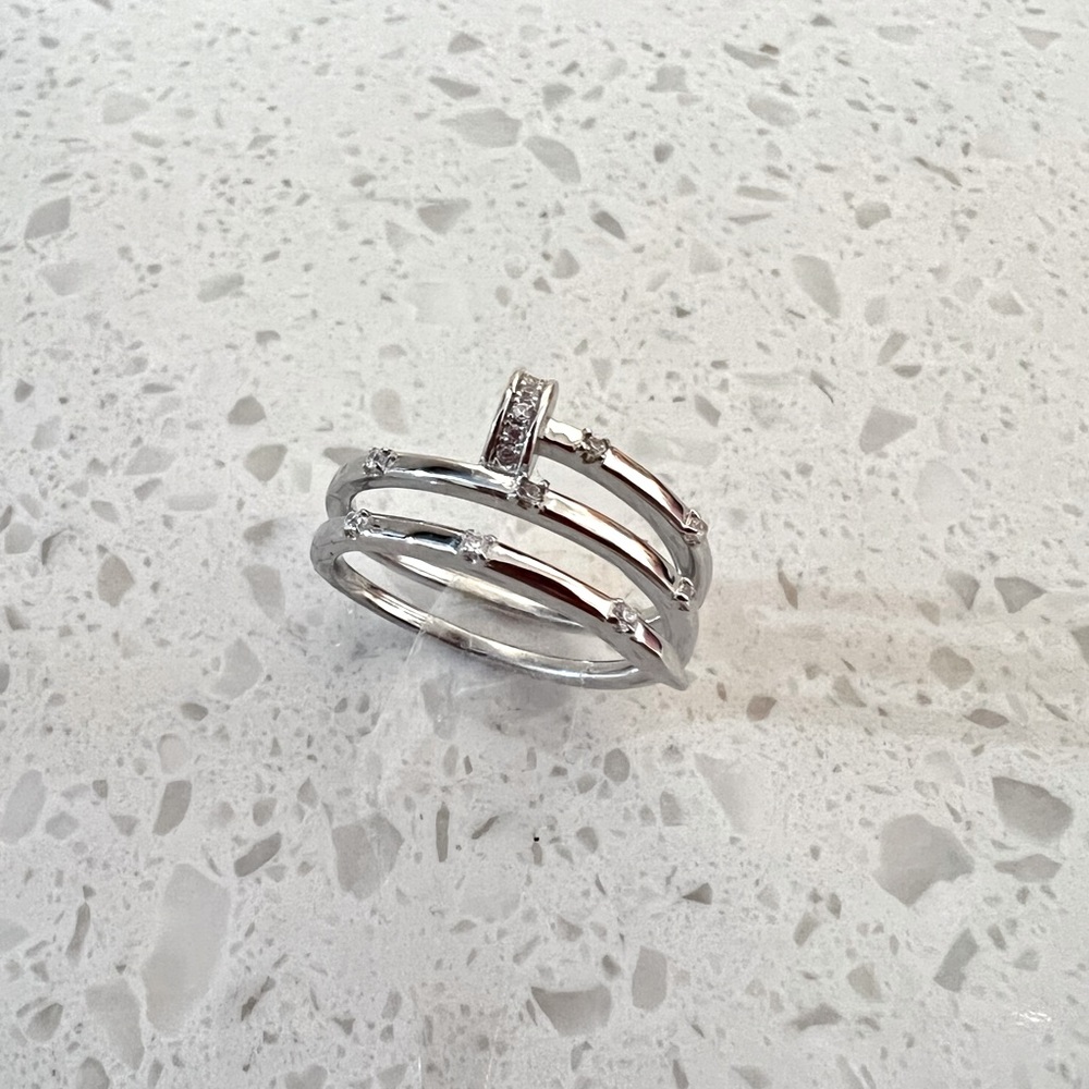 3 row sterling silver ring